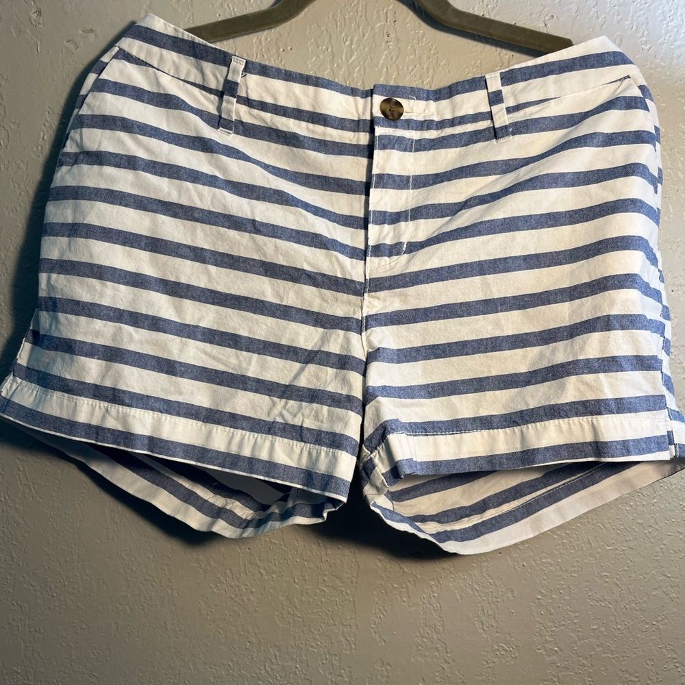 Old Navy Blue White Bermuda Shorts Nautical-Inspired Sailer Striped SZ 10 Y2K